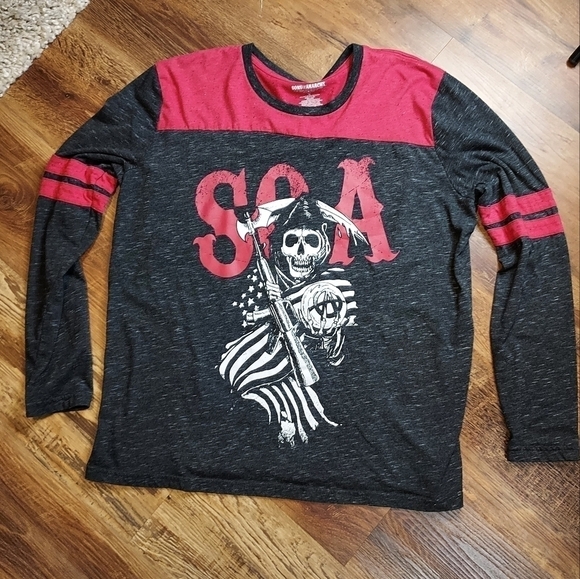 SOA Reaper XL 2016 shirt L/S Red and Black - Picture 2 of 11